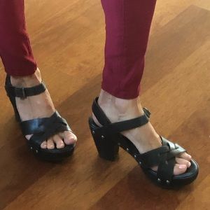 Kork-ease Black clog heel sandals